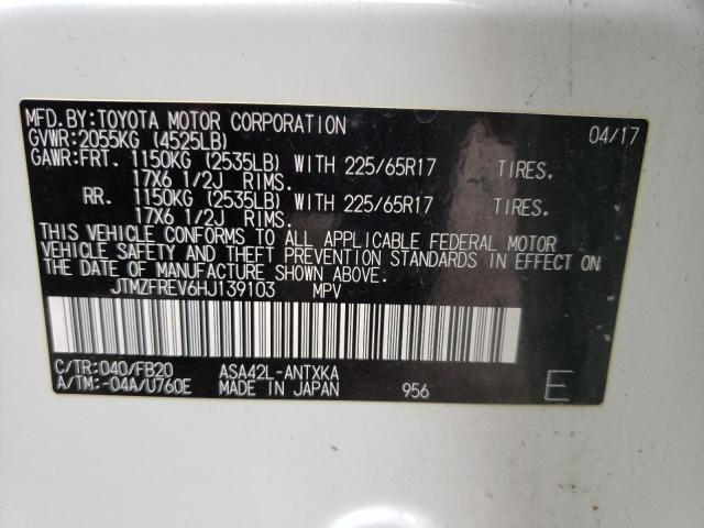 Photo 10 from auction – 2017 TOYOTA RAV4 LE with VIN JTMZFREV6HJ139103