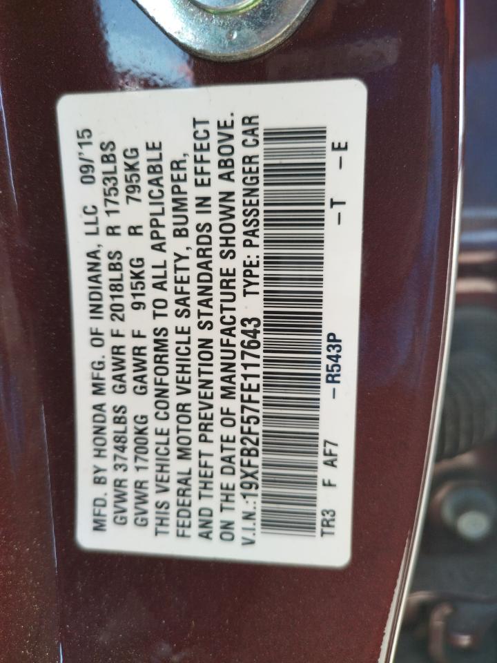 Photo 10 from auction – 2015 HONDA CIVIC LX with VIN 19XFB2F57FE117643