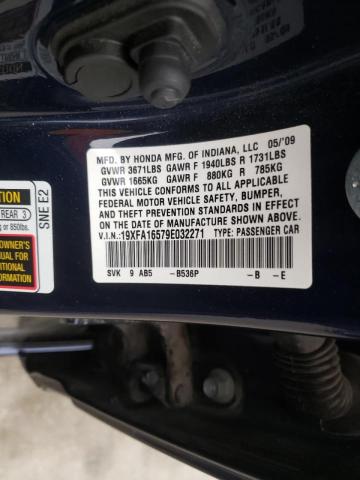 Photo 10 from auction – 2009 HONDA CIVIC LX with VIN 19XFA16579E032271