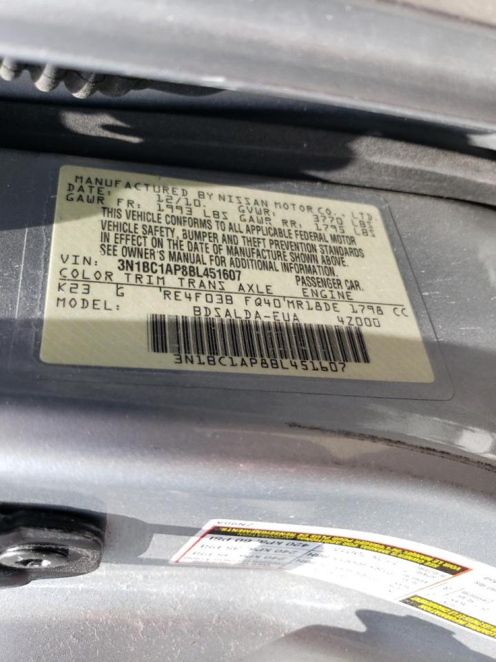 Photo 10 from auction – 2011 NISSAN VERSA S with VIN 3N1BC1AP8BL451607