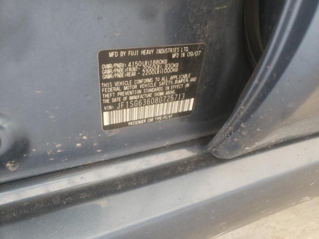 Photo 10 from auction – 2008 SUBARU FORESTER 2 with VIN JF1SG63608G725713