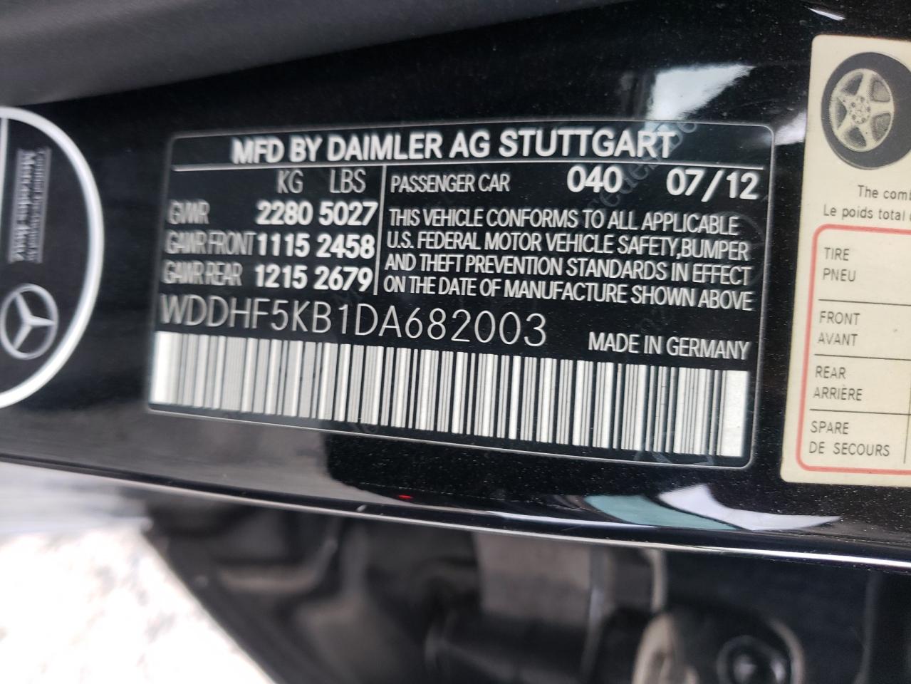 Photo 10 from auction – 2013 MERCEDES-BENZ E 350 with VIN WDDHF5KB1DA682003
