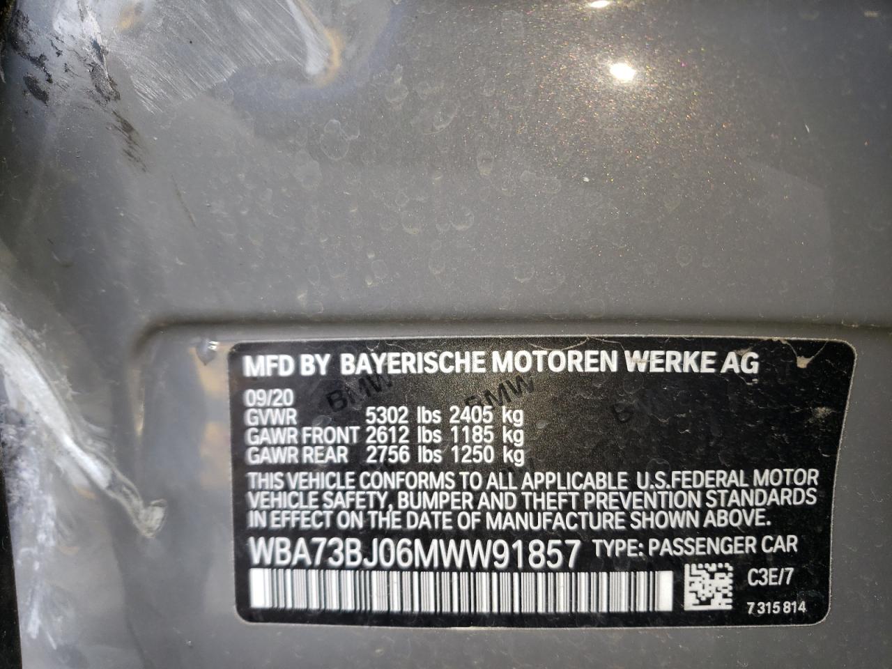 Photo 20 from auction – 2021 BMW 540 XI with VIN WBA73BJ06MWW91857