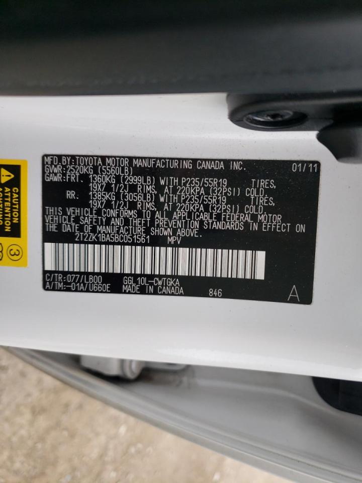 Photo 10 from auction – 2011 LEXUS RX 350 with VIN 2T2ZK1BA5BC051561