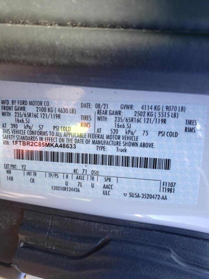 Photo 10 from auction – 2021 FORD TRANSIT T- with VIN 1FTBR2C85MKA48633