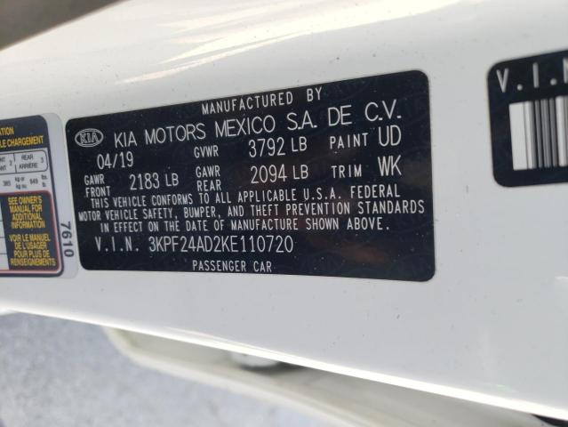 Photo 10 from auction – 2019 KIA FORTE FE with VIN 3KPF24AD2KE110720