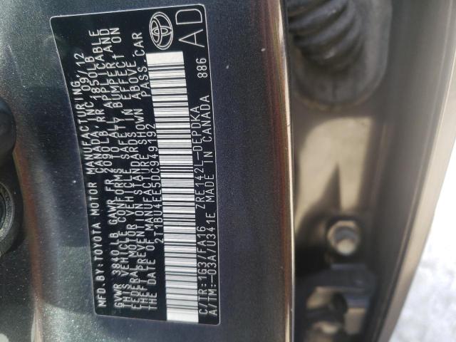 Photo 10 from auction – 2013 TOYOTA COROLLA BA with VIN 2T1BU4EE5DC949192