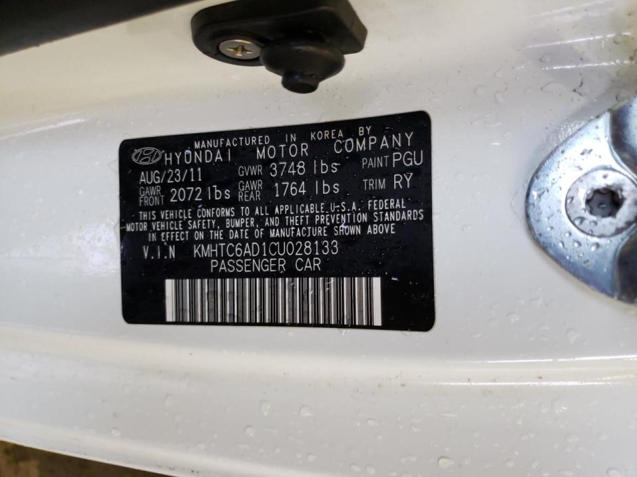 Photo 10 from auction – 2012 HYUNDAI VELOSTER with VIN KMHTC6AD1CU028133