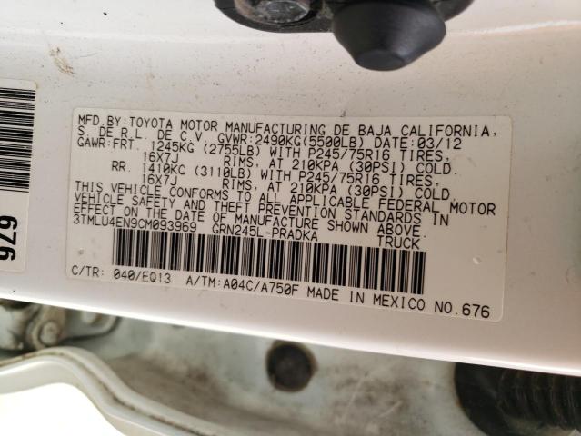 Photo 10 from auction – 2012 TOYOTA TACOMA DOU with VIN 3TMLU4EN9CM093969
