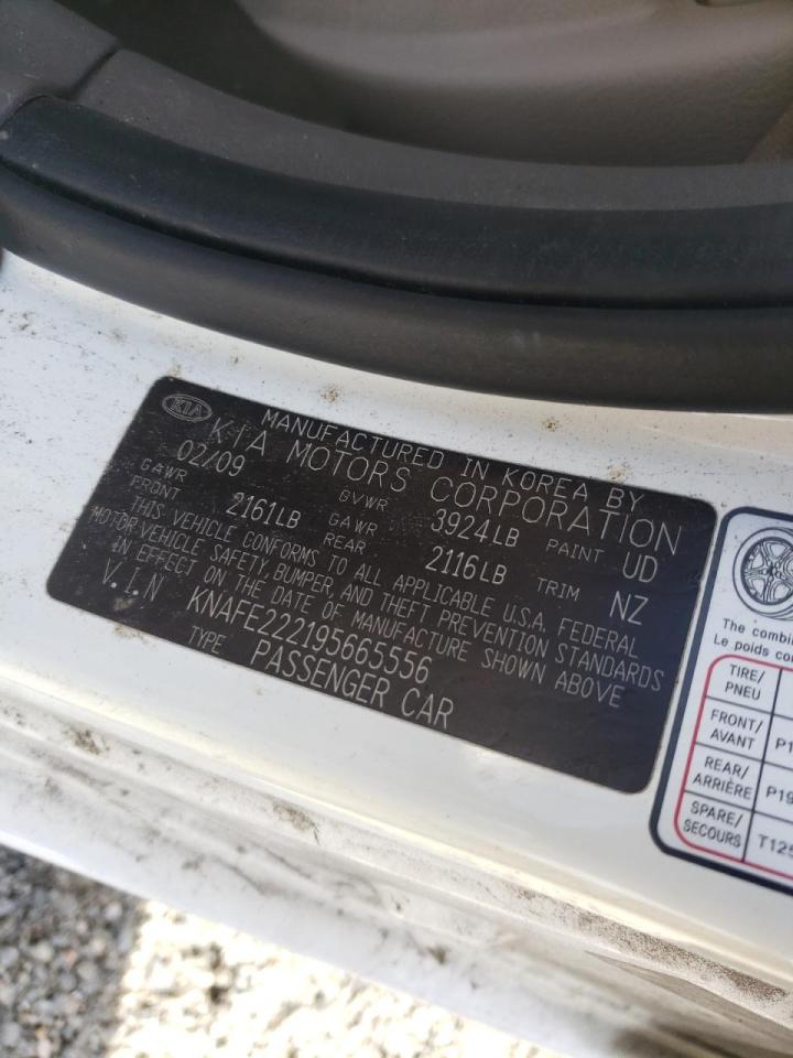 Photo 10 from auction – 2009 KIA SPECTRA EX with VIN KNAFE222195665556