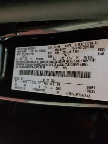 Photo 10 from auction – 2018 FORD ESCAPE SEL with VIN 1FMCU9HD3JUC53638