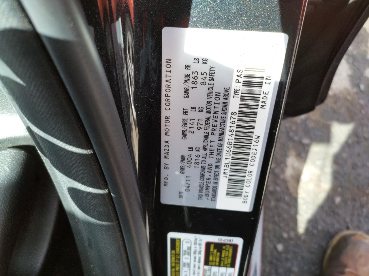 Photo 10 from auction – 2011 MAZDA 3 S with VIN JM1BL1U66B1481678