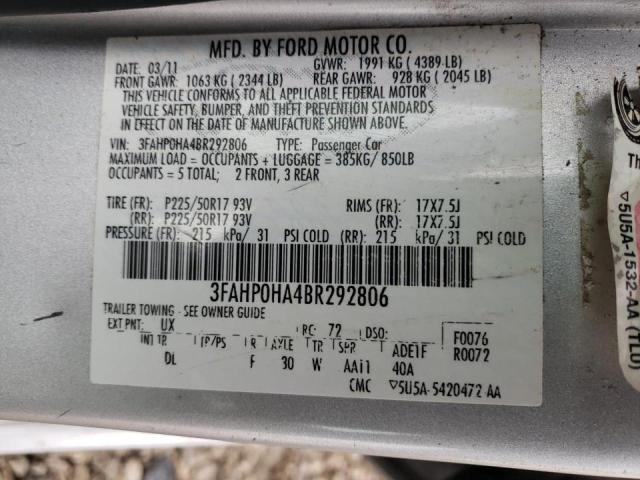 Photo 10 from auction – 2011 FORD FUSION SE with VIN 3FAHP0HA4BR292806