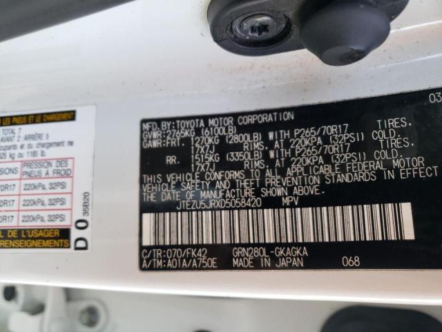 Photo 10 from auction – 2013 TOYOTA 4RUNNER SR with VIN JTEZU5JRXD5058420