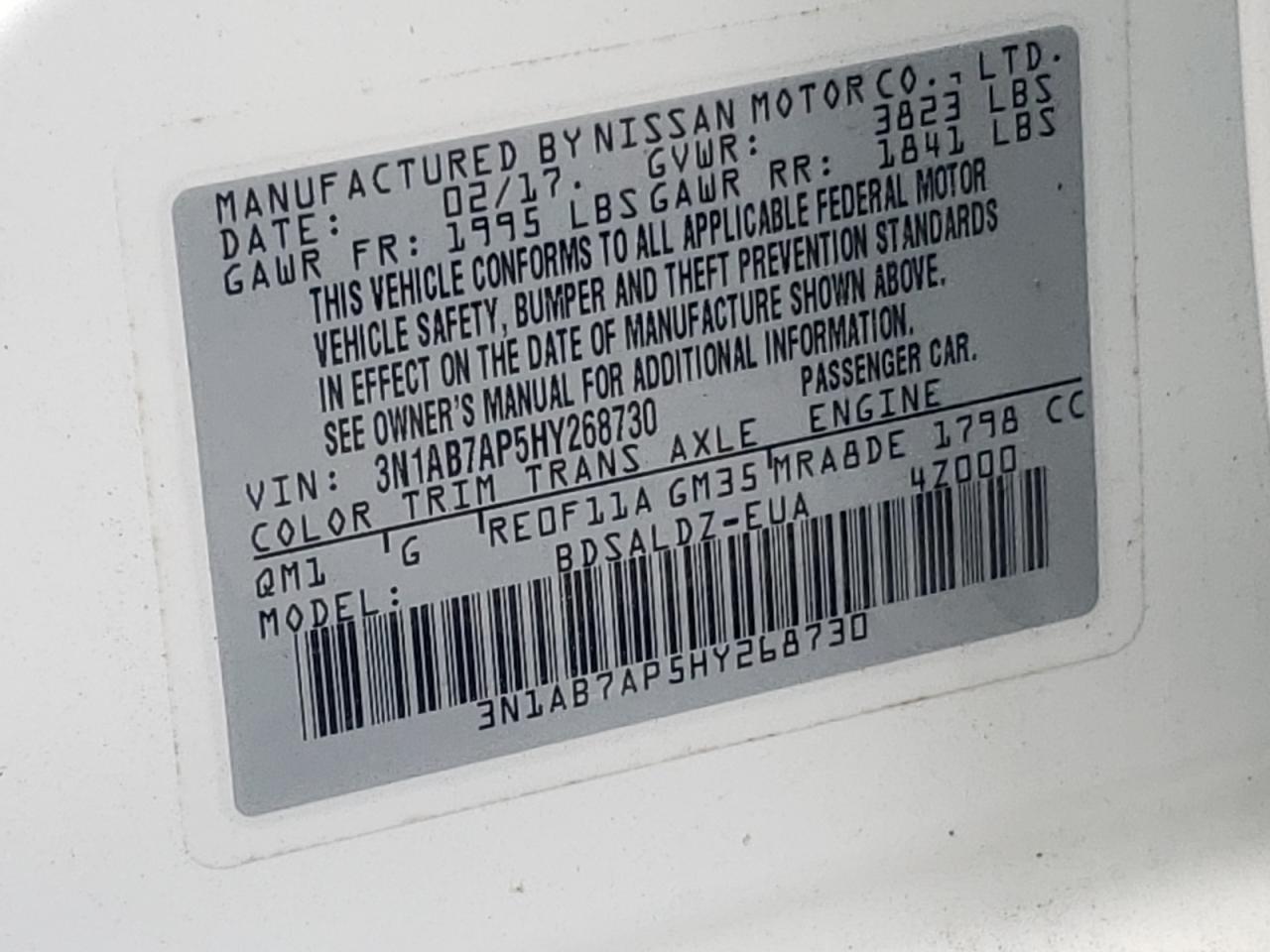 Photo 10 from auction – 2022 NISSAN SENTRA with VIN 3N1AB7AP5HY268730