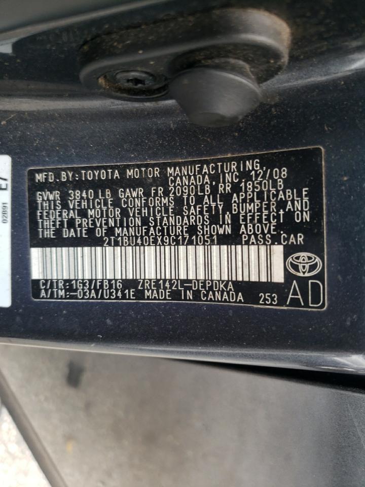 Photo 10 from auction – 2009 TOYOTA COROLLA with VIN 2T1BU40EX9C171051