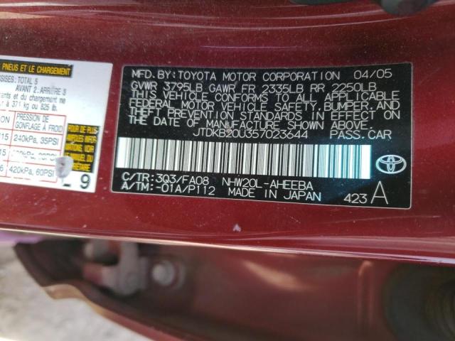 Photo 10 from auction – 2005 TOYOTA PRIUS with VIN JTDKB20U357023644