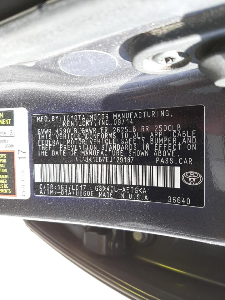 Photo 10 from auction – 2014 TOYOTA AVALON BAS with VIN 4T1BK1EB7EU129187