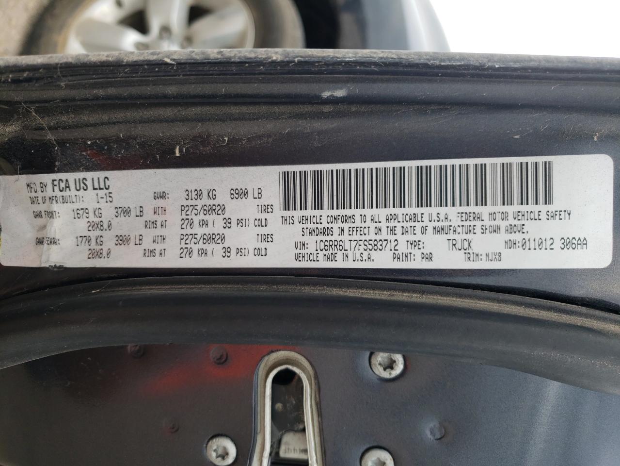 Photo 10 from auction – 2015 RAM 1500 SLT with VIN 1C6RR6LT7FS583712