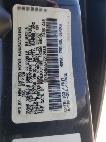 Photo 1 from auction – 2010 TOYOTA COROLLA BA with VIN 1NXBU4EE9AZ212832