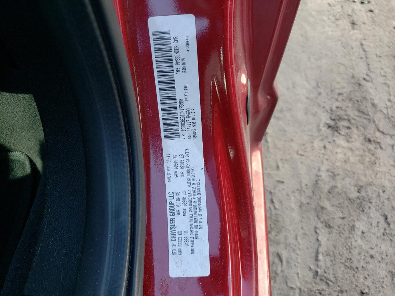 Photo 10 from auction – 2012 CHRYSLER 200 TOURIN with VIN 1C3BCBEG1CN175080