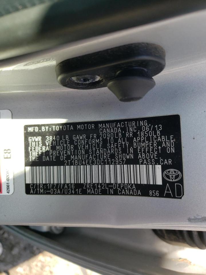 Photo 10 from auction – 2013 TOYOTA COROLLA BA with VIN 2T1BU4EE3DC112957