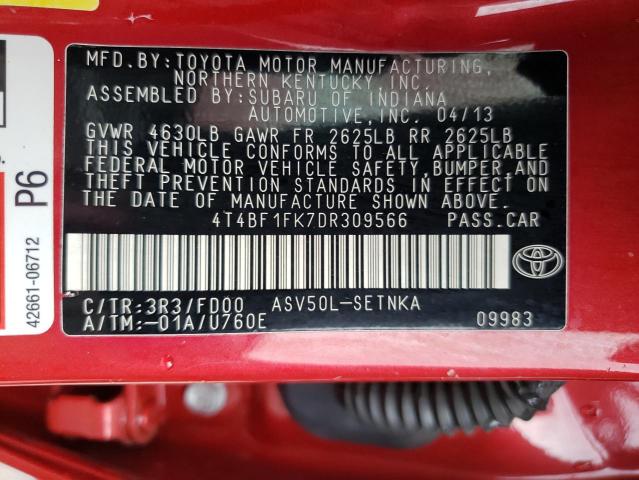 Photo 10 from auction – 2013 TOYOTA CAMRY L with VIN 4T4BF1FK7DR309566