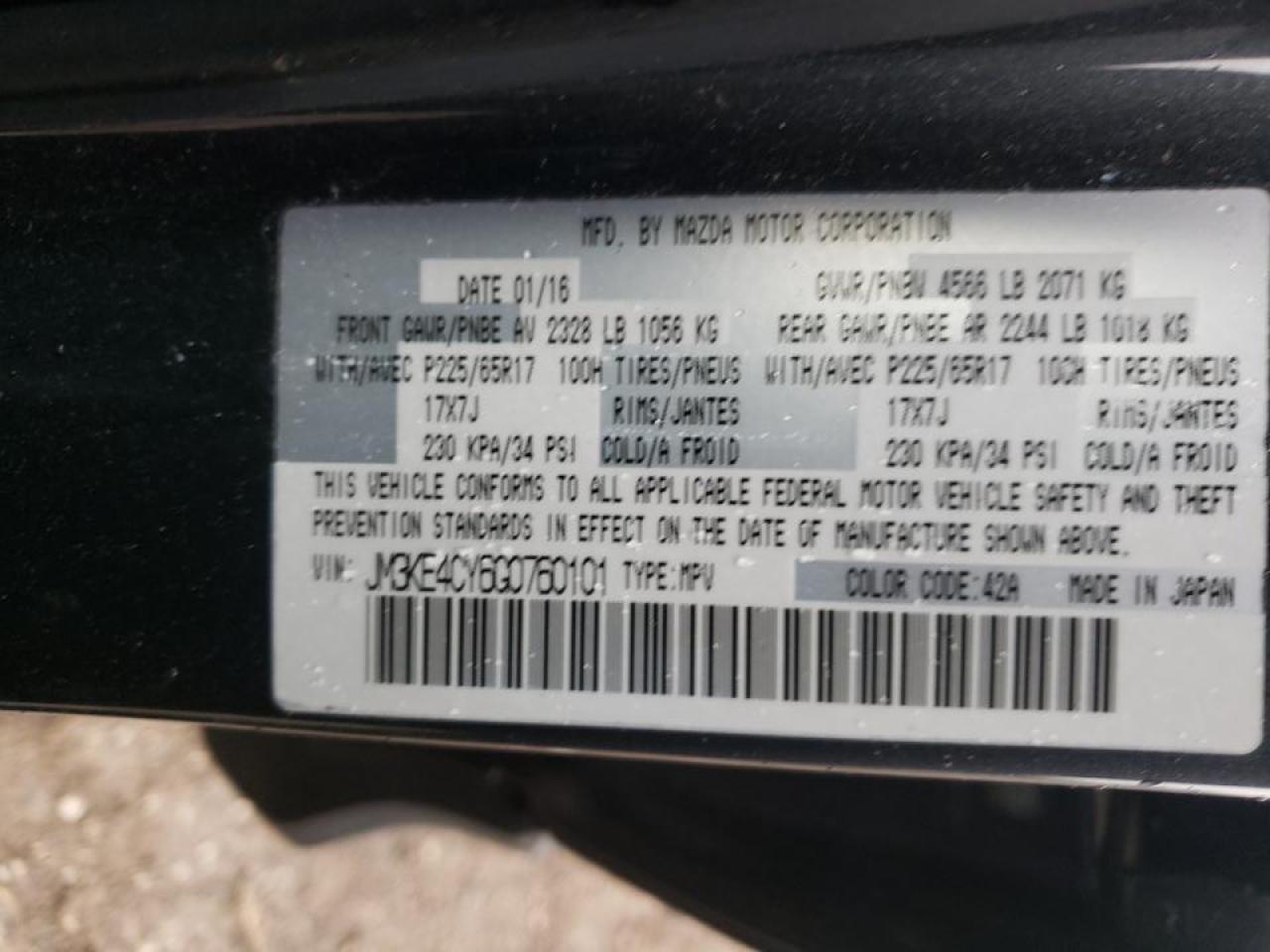 Photo 10 from auction – 2016 MAZDA CX-5 TOURI with VIN JM3KE4CY6G0760101