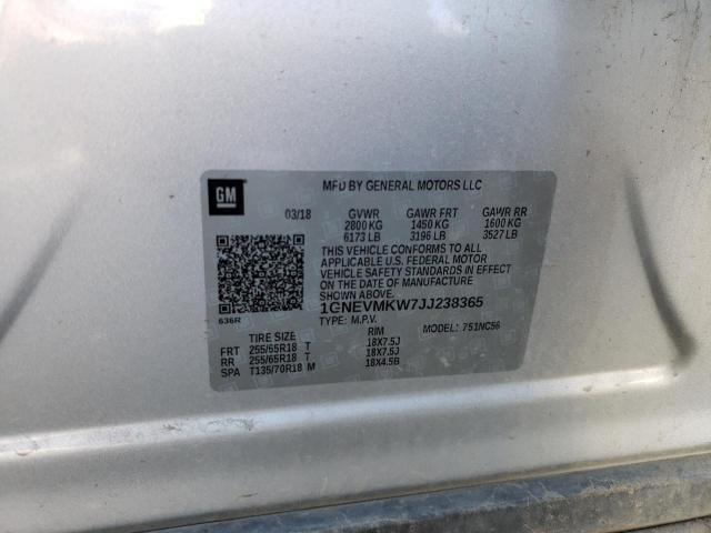 Photo 10 from auction – 2018 CHEVROLET TRAVERSE L with VIN 1GNEVMKW7JJ238365