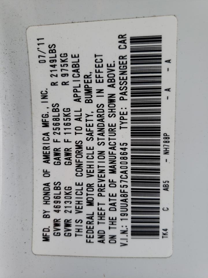 Photo 10 from auction – 2012 ACURA TL with VIN 19UUA8F57CA008645