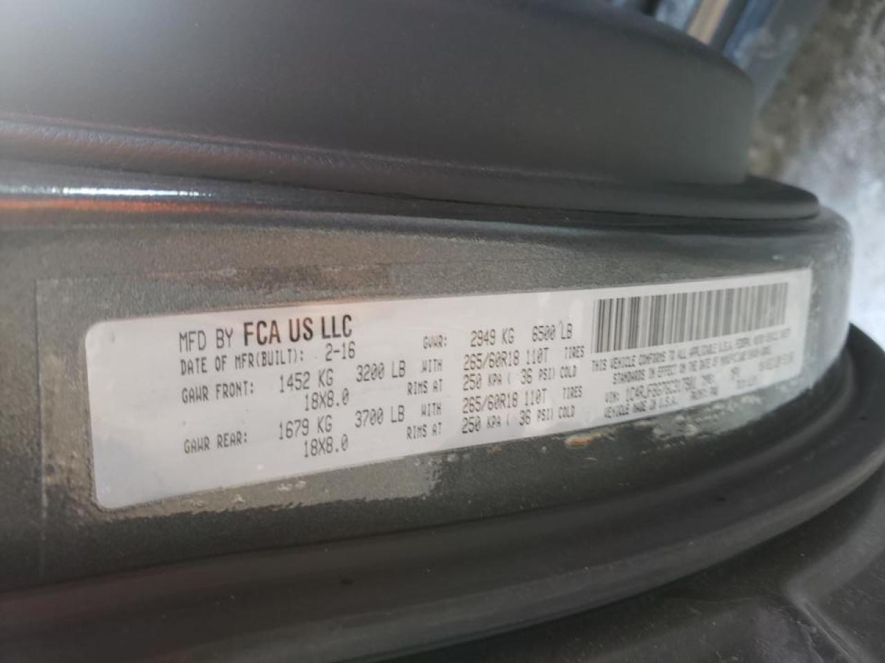Photo 10 from auction – 2016 JEEP GRAND CHER with VIN 1C4RJFBG7GC317901