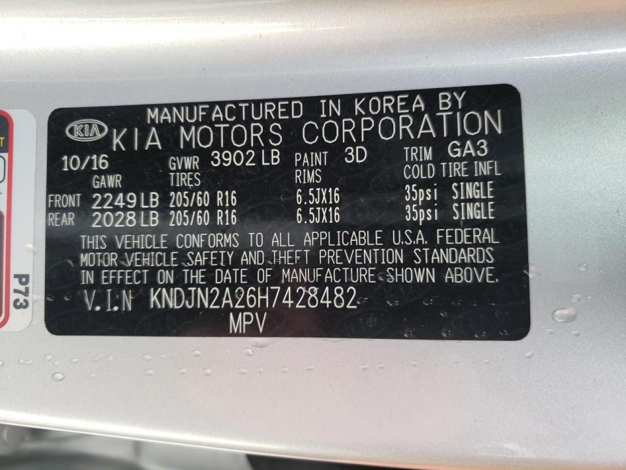 Photo 10 from auction – 2017 KIA SOUL with VIN KNDJN2A26H7428482