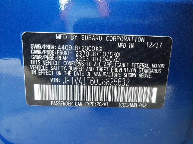 Photo 10 from auction – 2018 SUBARU WRX LIMITE with VIN JF1VA1F60J8825632