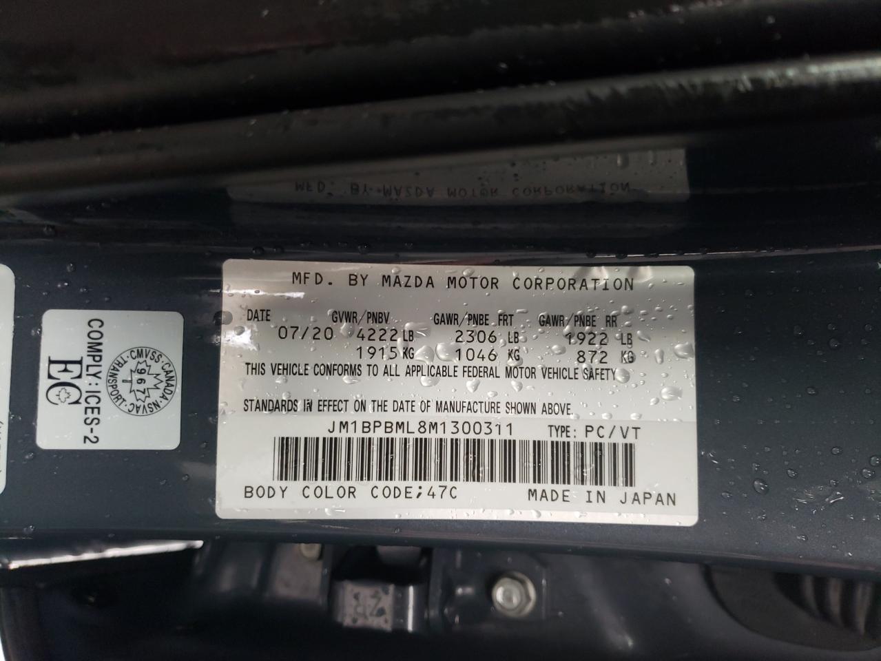 Photo 10 from auction – 2021 MAZDA 3 PREMIUM with VIN JM1BPBML8M1300311