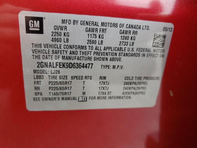 Photo 10 from auction – 2013 CHEVROLET EQUINOX LT with VIN 2GNALFEK9D6364477