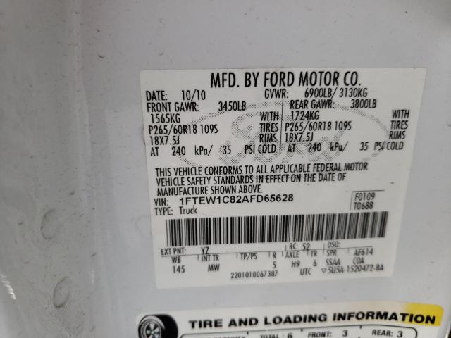 Photo 10 from auction – 2010 FORD F150 SUPER with VIN 1FTEW1C82AFD65628