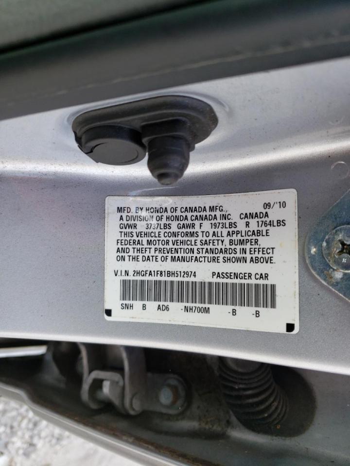Photo 10 from auction – 2011 HONDA CIVIC EX with VIN 2HGFA1F81BH512974