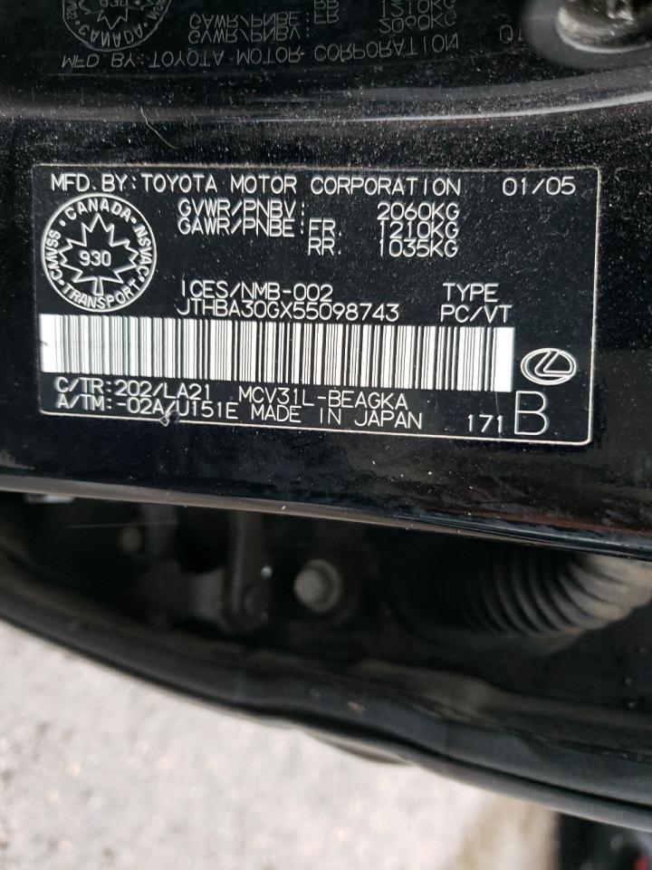 Photo 10 from auction – 2005 LEXUS ES 330 with VIN JTHBA30GX55098743