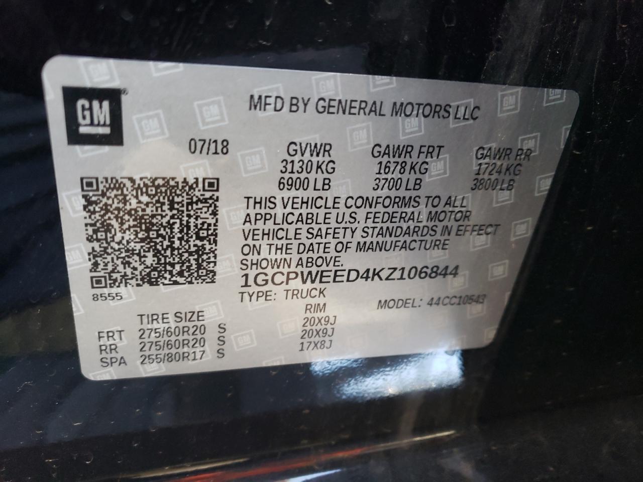 Photo 10 from auction – 2019 CHEVROLET SILVERADO with VIN 1GCPWEED4KZ106844