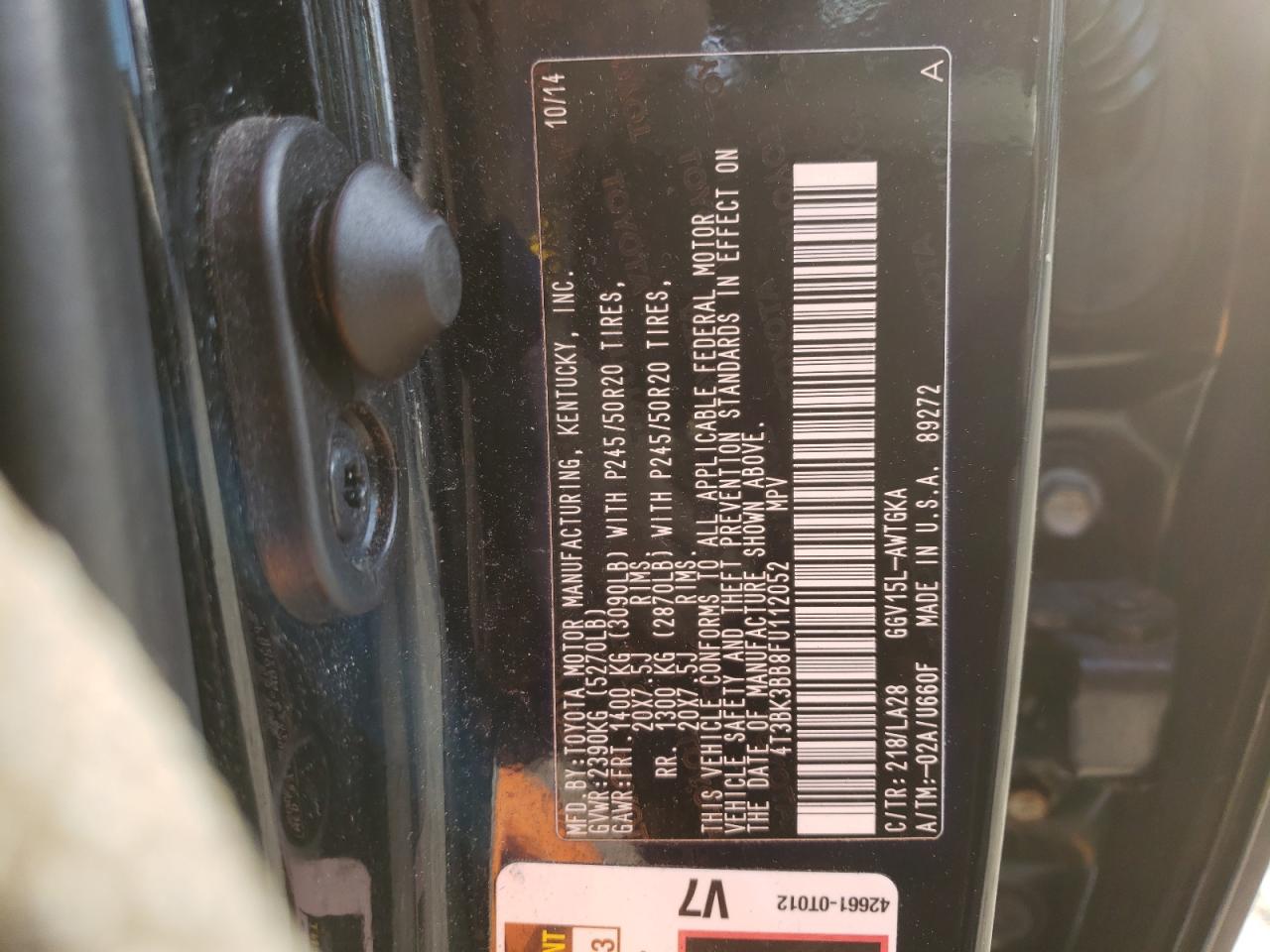 Photo 10 from auction – 2015 TOYOTA VENZA with VIN 4T3BK3BB8FU112052