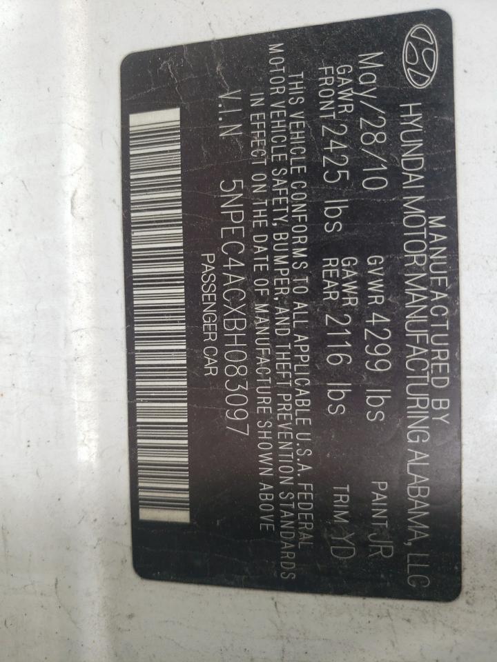 Photo 10 from auction – 2011 HYUNDAI SONATA SE with VIN 5NPEC4ACXBH083097