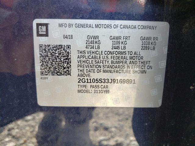 Photo 10 from auction – 2018 CHEVROLET IMPALA LT with VIN 2G1105S33J9169891