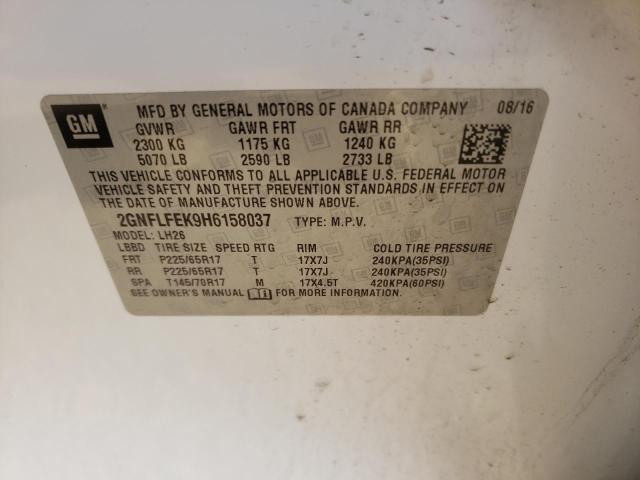 Photo 10 from auction – 2017 CHEVROLET EQUINOX LT with VIN 2GNFLFEK9H6158037
