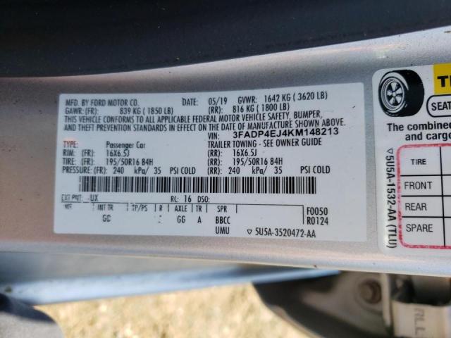 Photo 10 from auction – 2019 FORD FIESTA SE with VIN 3FADP4EJ4KM148213