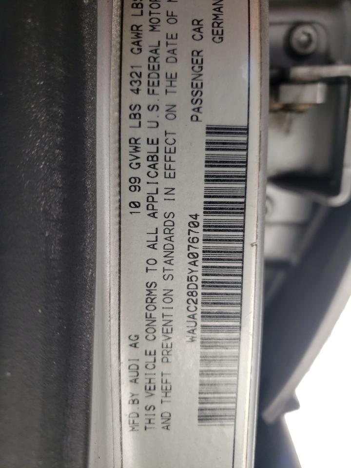 Photo 10 from auction – 2000 AUDI A4 1.8T with VIN WAUAC28D5YA076704
