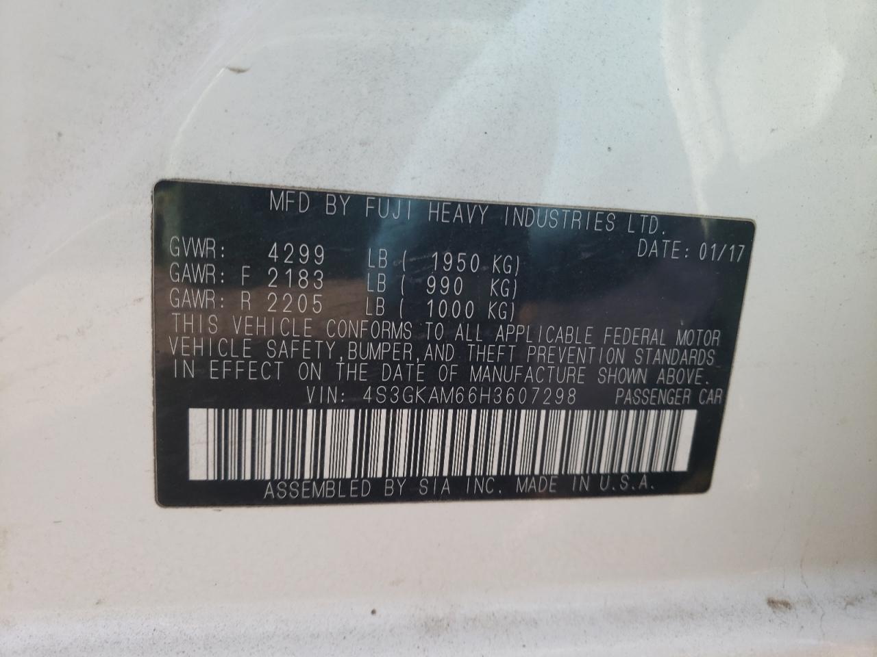 Photo 10 from auction – 2017 SUBARU IMPREZA SP with VIN 4S3GKAM66H3607298