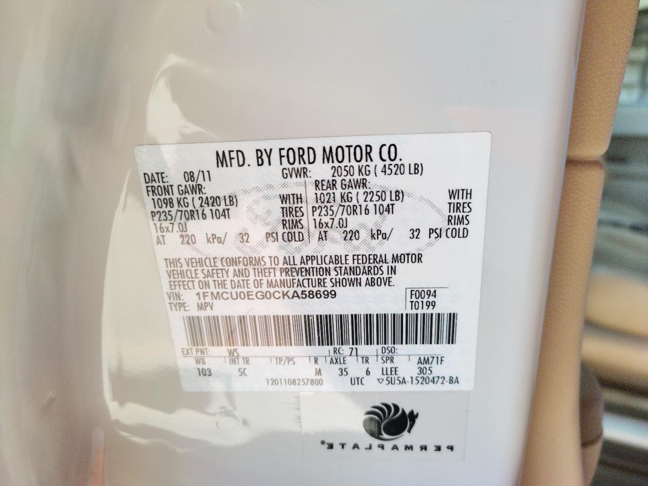 Photo 10 from auction – 2012 FORD ESCAPE LIM with VIN 1FMCU0EG0CKA58699