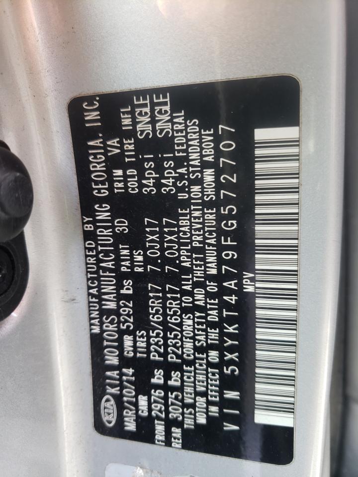 Photo 10 from auction – 2015 KIA SORENTO with VIN 5XYKT4A79FG572707