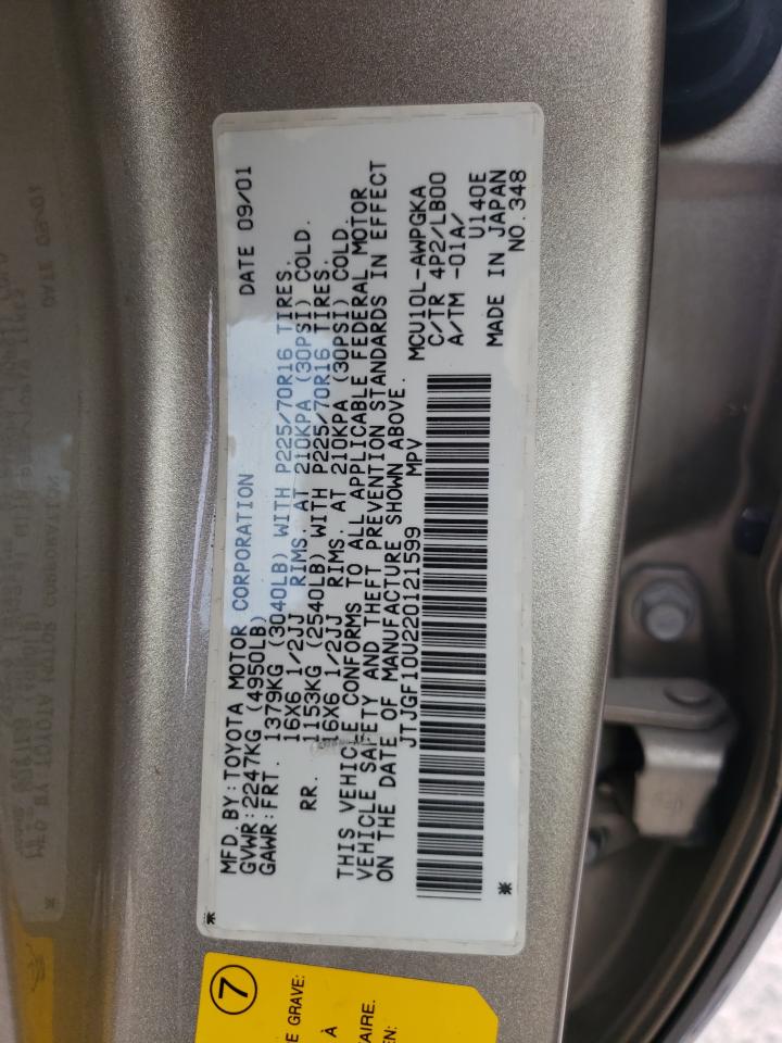 Photo 10 from auction – 2002 LEXUS RX with VIN JTJGF10U220121599