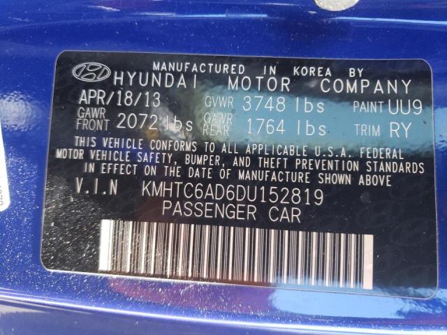 Photo 10 from auction – 2013 HYUNDAI VELOSTER with VIN KMHTC6AD6DU152819